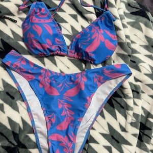 Blue and Pink Bikini Set